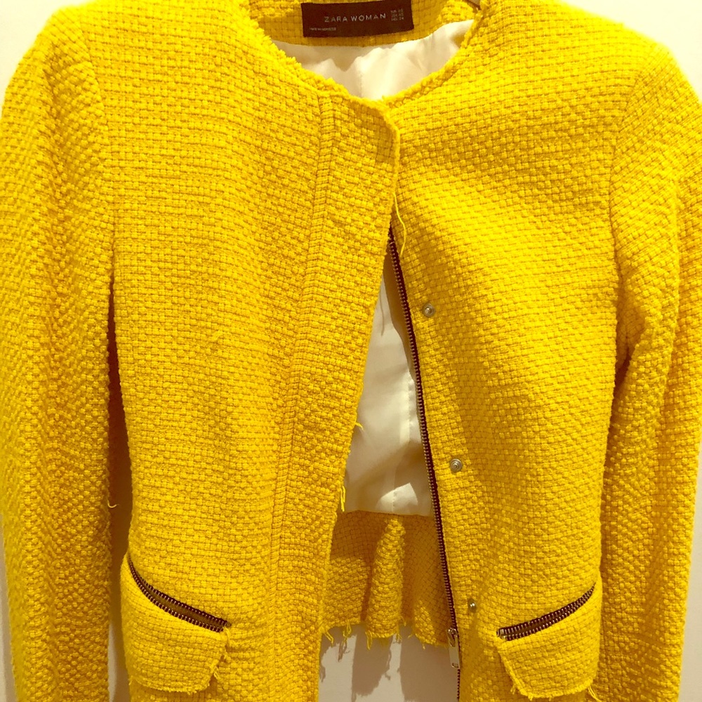 Zara distresses blazer jacket with shoulder patch